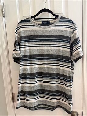 Paul Smith Gray, Navy & White Striped Short Sleeve Tee